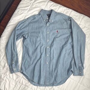 Polo by Ralph Lauren Blue Casual Button Down Shirt Textured Fabric